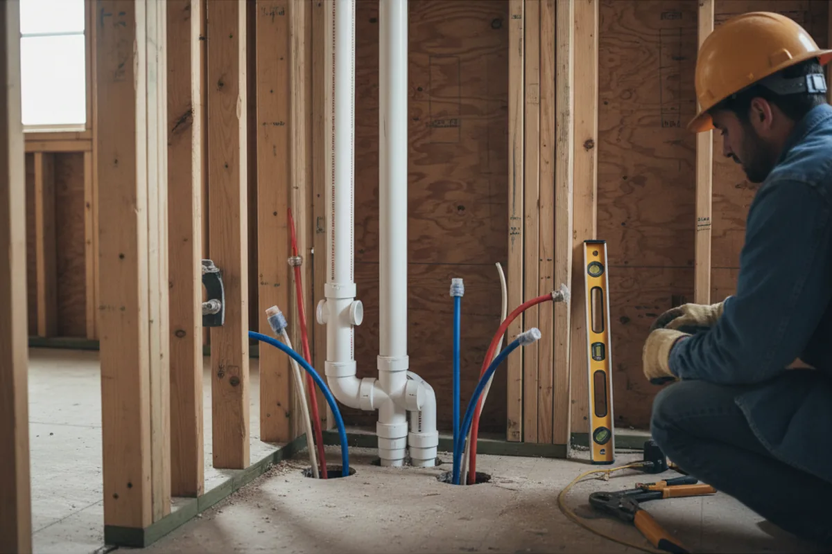 Drain and supply rough-in during Garbage Disposal Repair in Wiggins